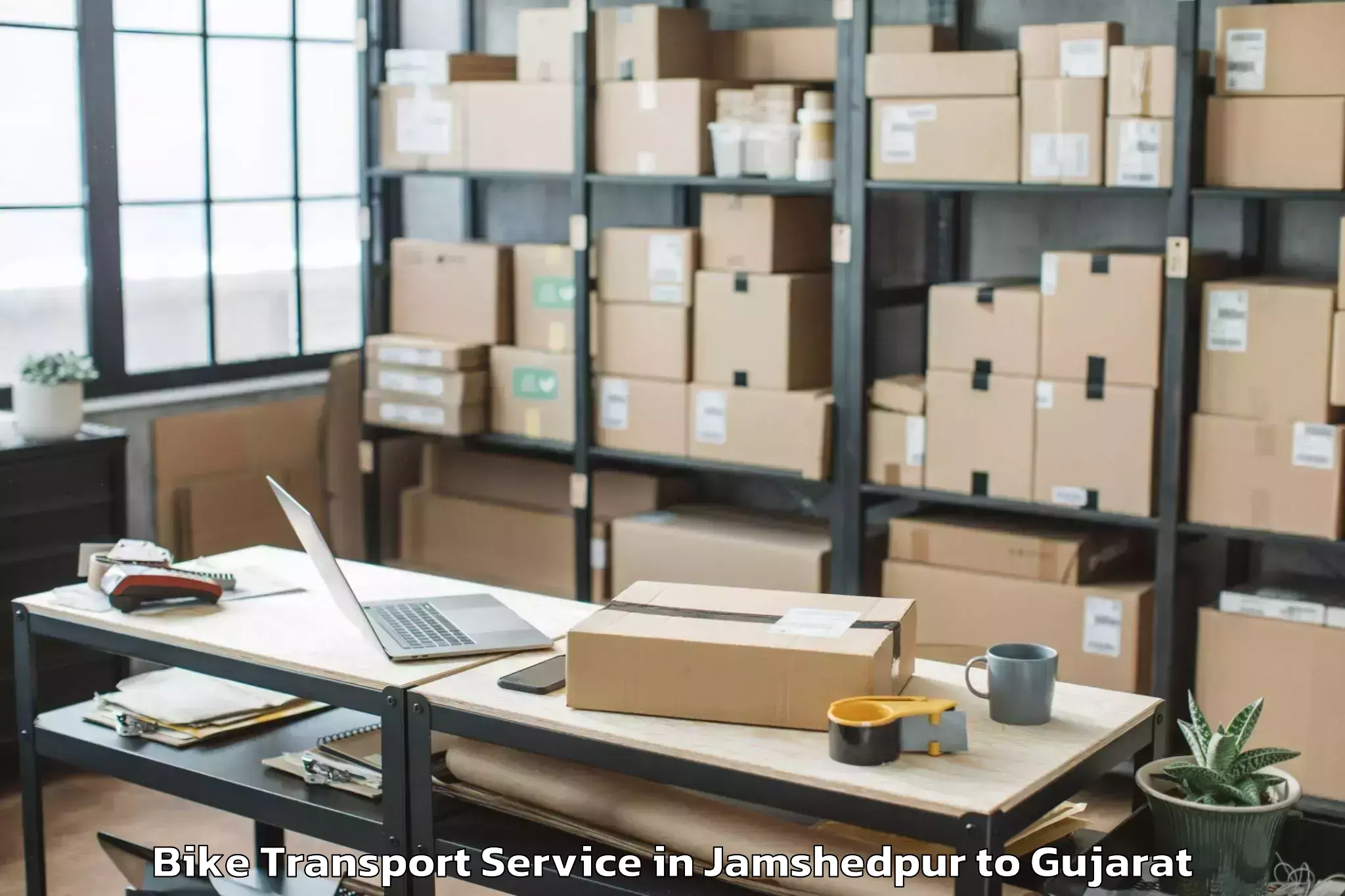 Book Jamshedpur to Sardarkrushinagar Dantiwada Ag Bike Transport Online